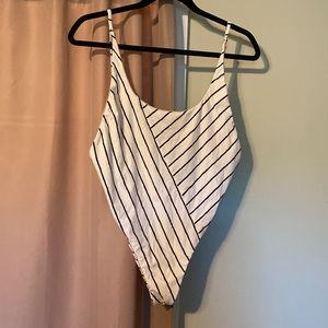 Love Like Summer one piece swimsuit. White and dark blue, cream inside.Size L.